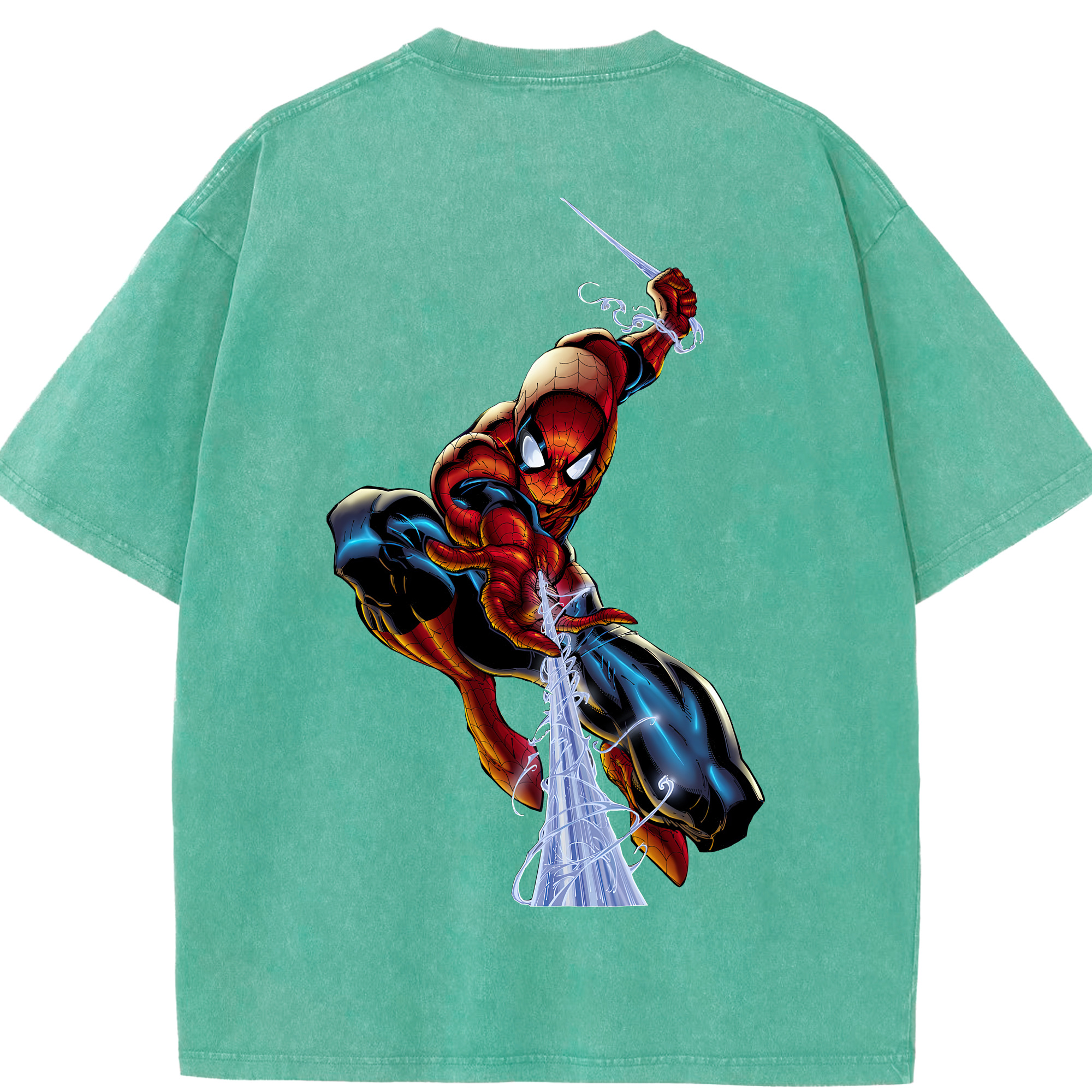 （画像用） Spider Man スパイダーマン 綿100% ヴィンテージ風 半袖Tシャツ（背面プリント）